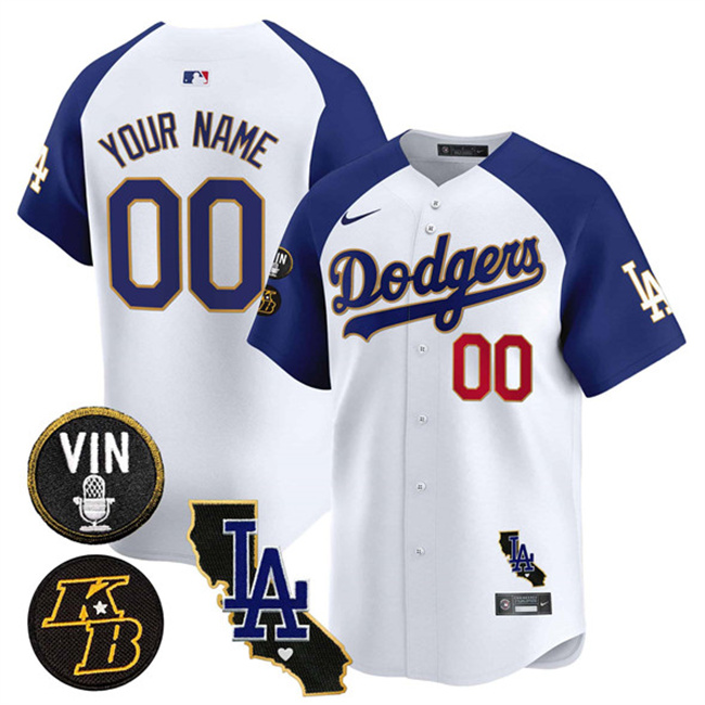 Men's Los Angeles Dodgers ACTIVE PLAYER Custom White/Royal 2025 Vin Patch & Kobe Bryant V2 Vapor Alternate Limited Stitched Baseball Jersey Men's Los Angeles Dodgers ACTIVE PLAYER Custom White/Royal 2025 Vin Patch & Kobe Bryant V2 Vapor Alternate Limited Stitched Baseball Jersey